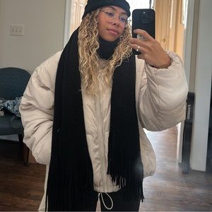 Selling this H&M Cream Puffer Jacket Size M.